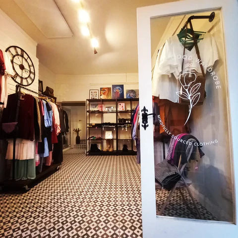 The Good Wardrobe interior showing art, gifts, vintage and contemporary clothes