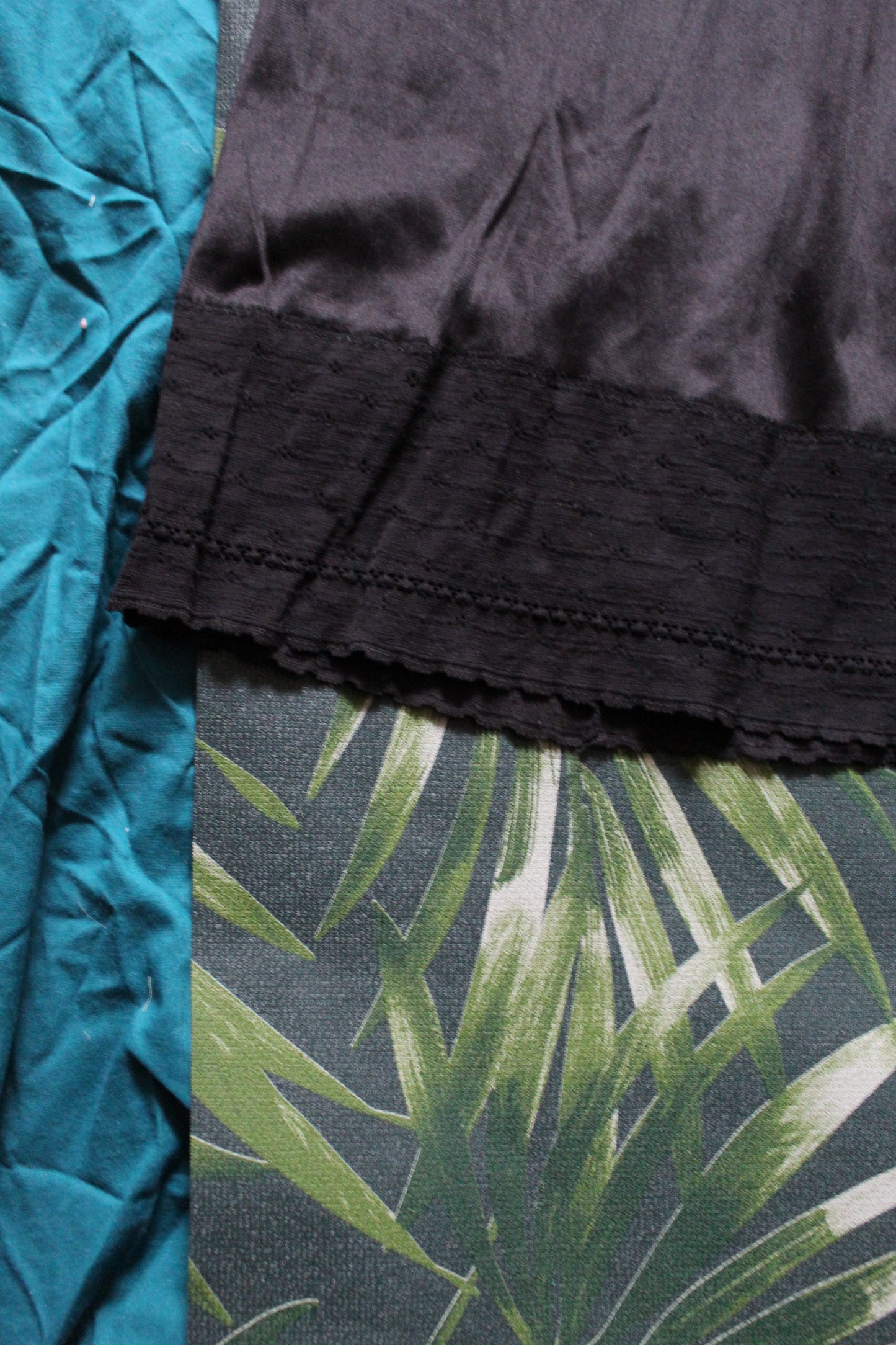 Classic black half slip with woven trim