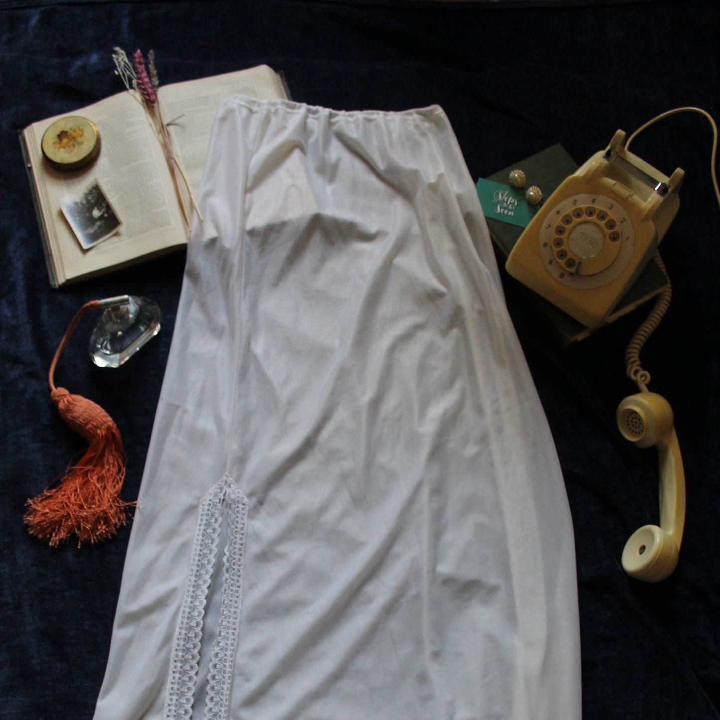 Dramatic full length white half slip