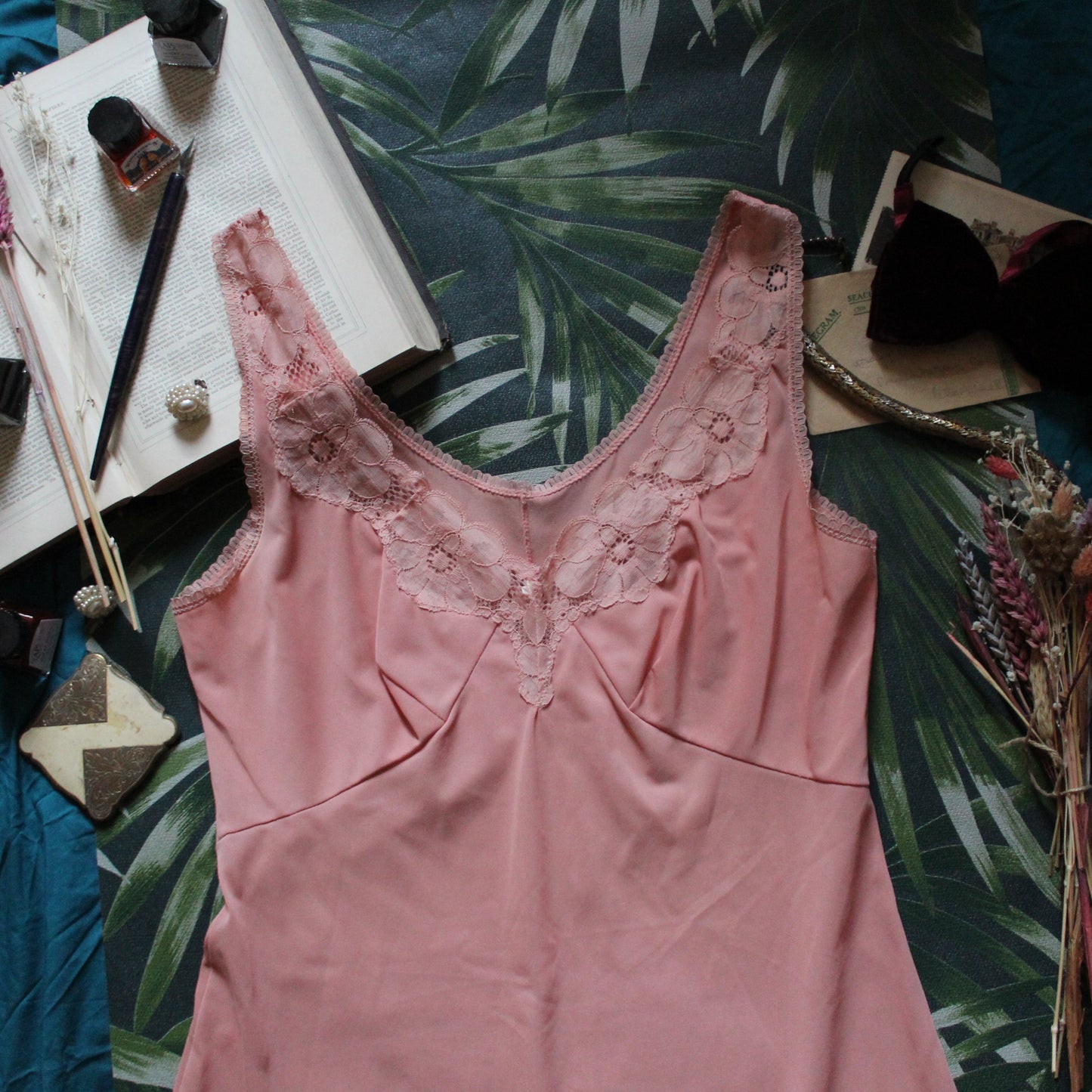 Classic peach lace slip