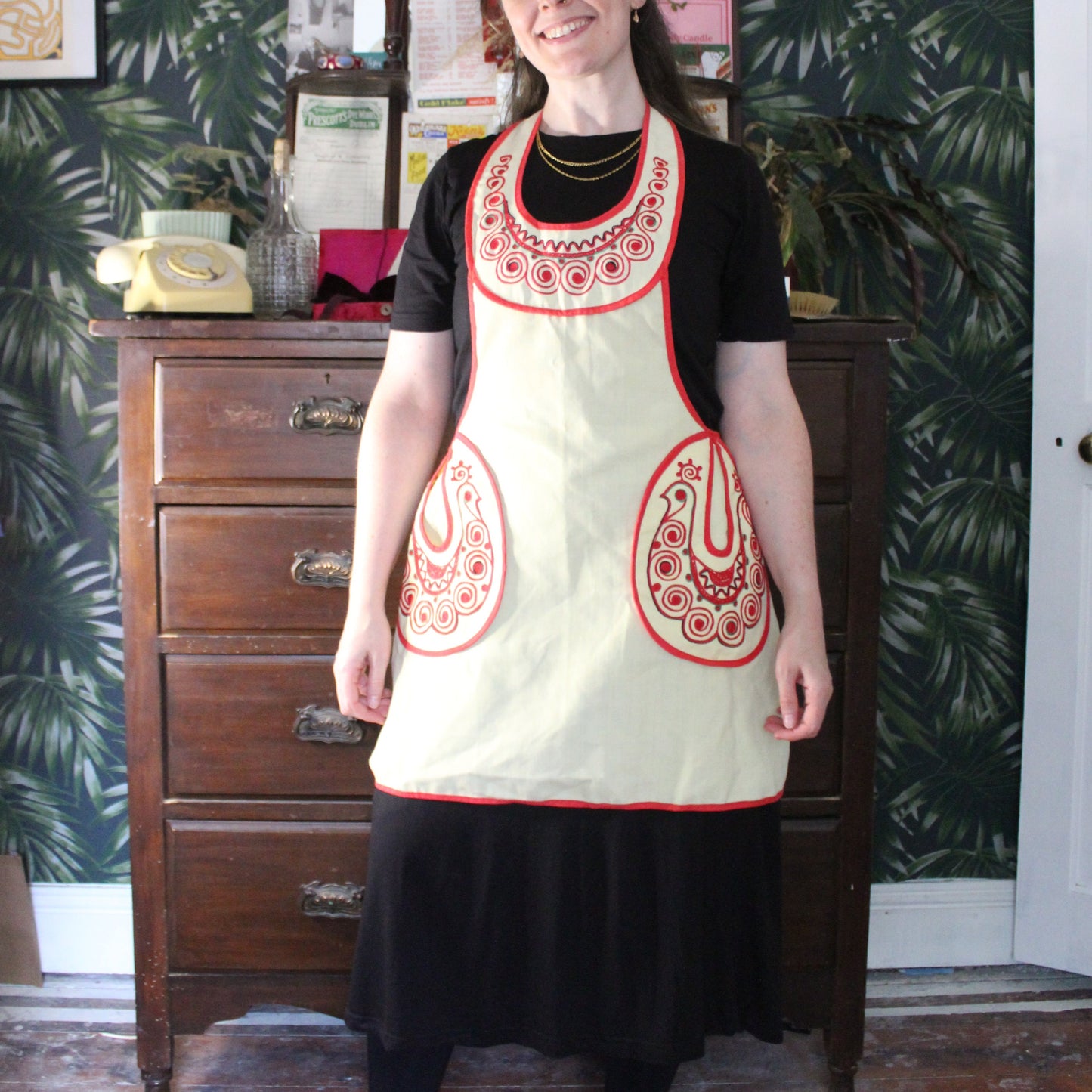 Funky yellow rooster apron