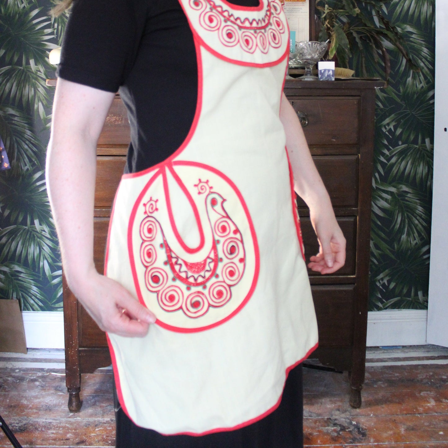 Funky yellow rooster apron