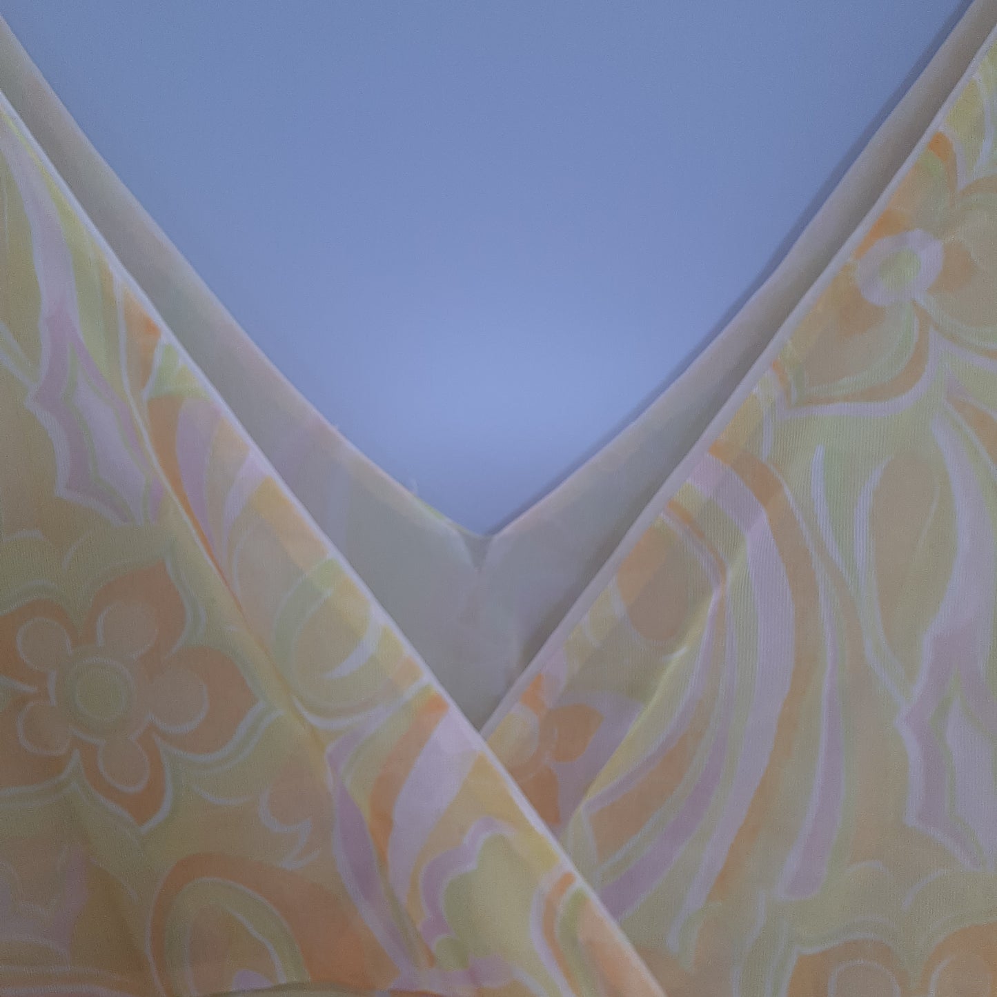 Groovy yellow slip with pink floral pattern