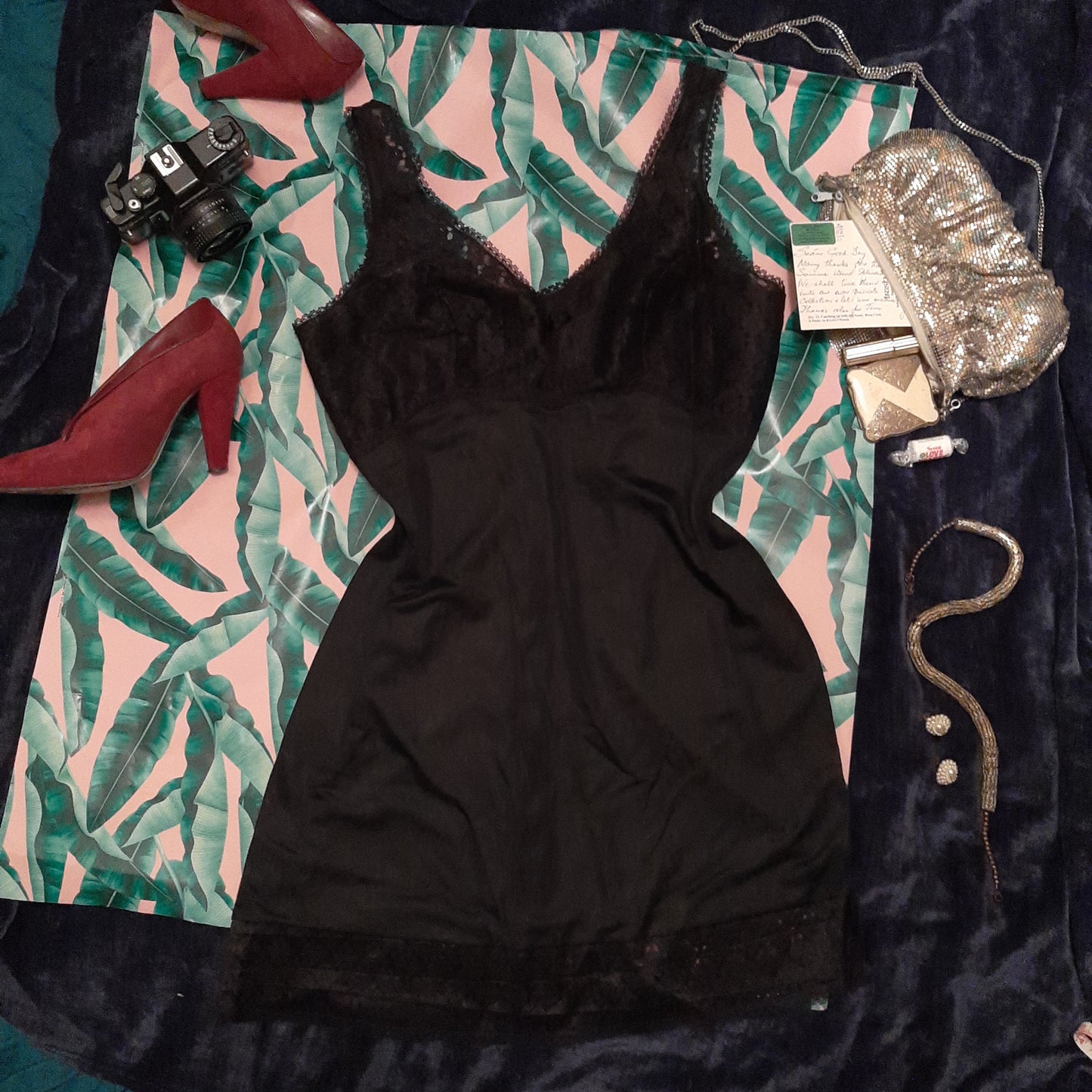 Black lace bust slip