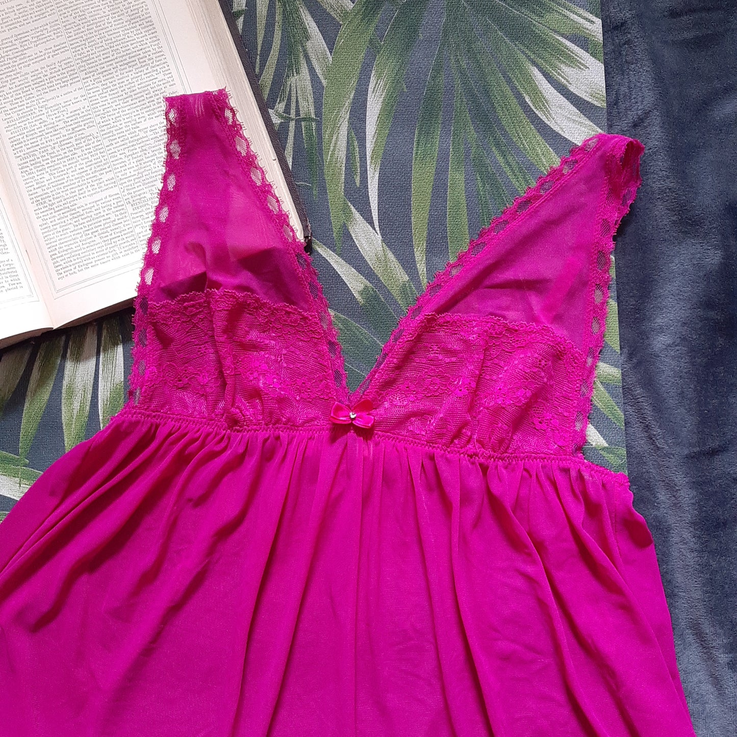Fuchsia lace negligee