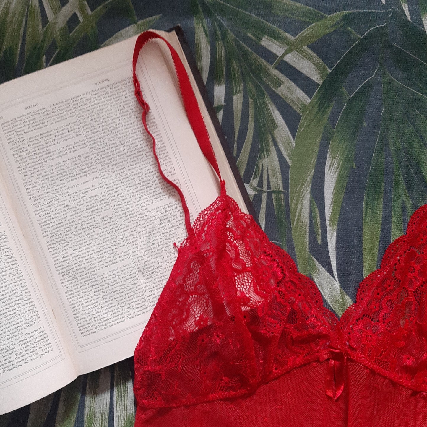Red lacey slip dress