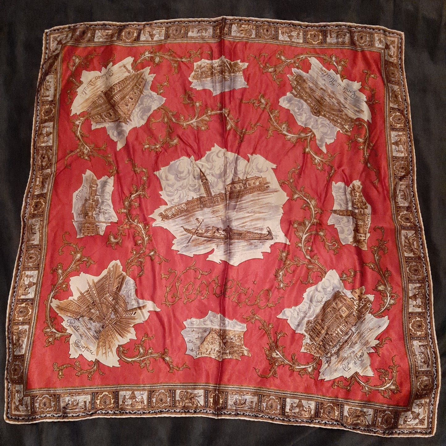 Scarlet scarf with Venetian theme