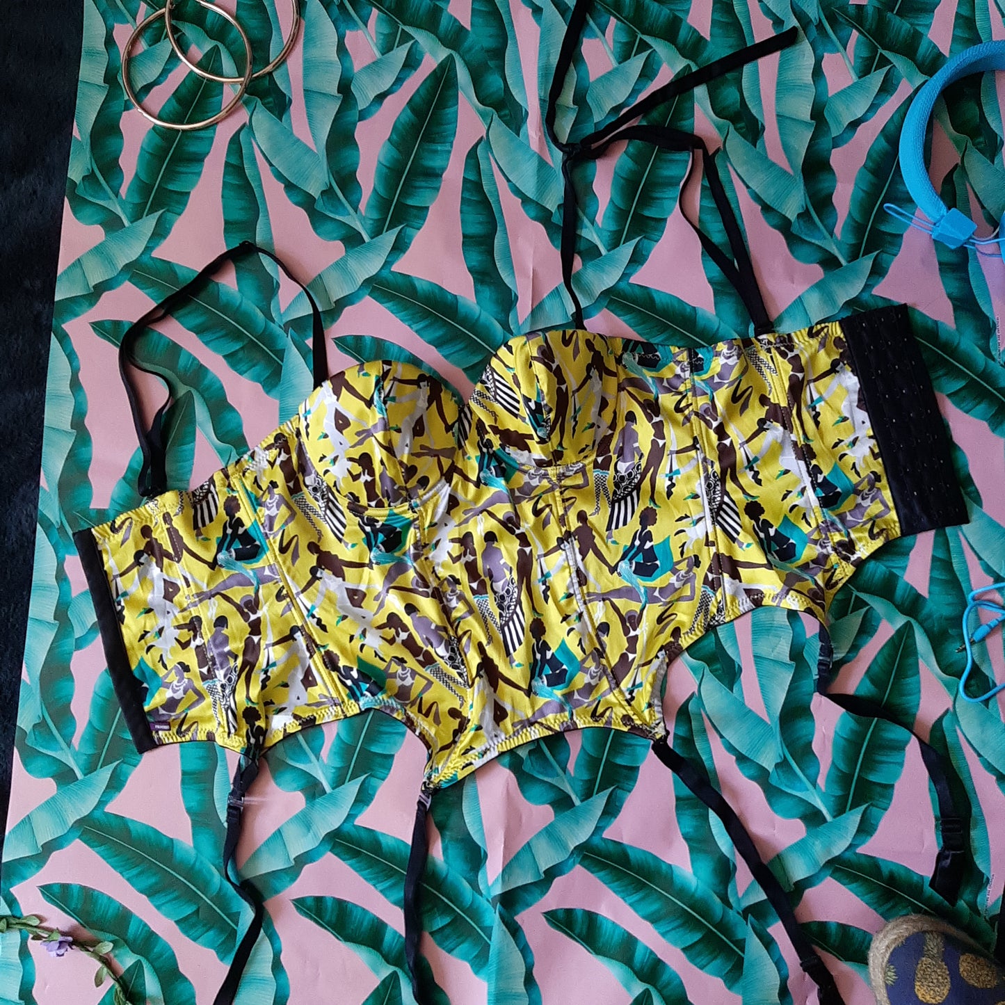 Funky yellow print corset