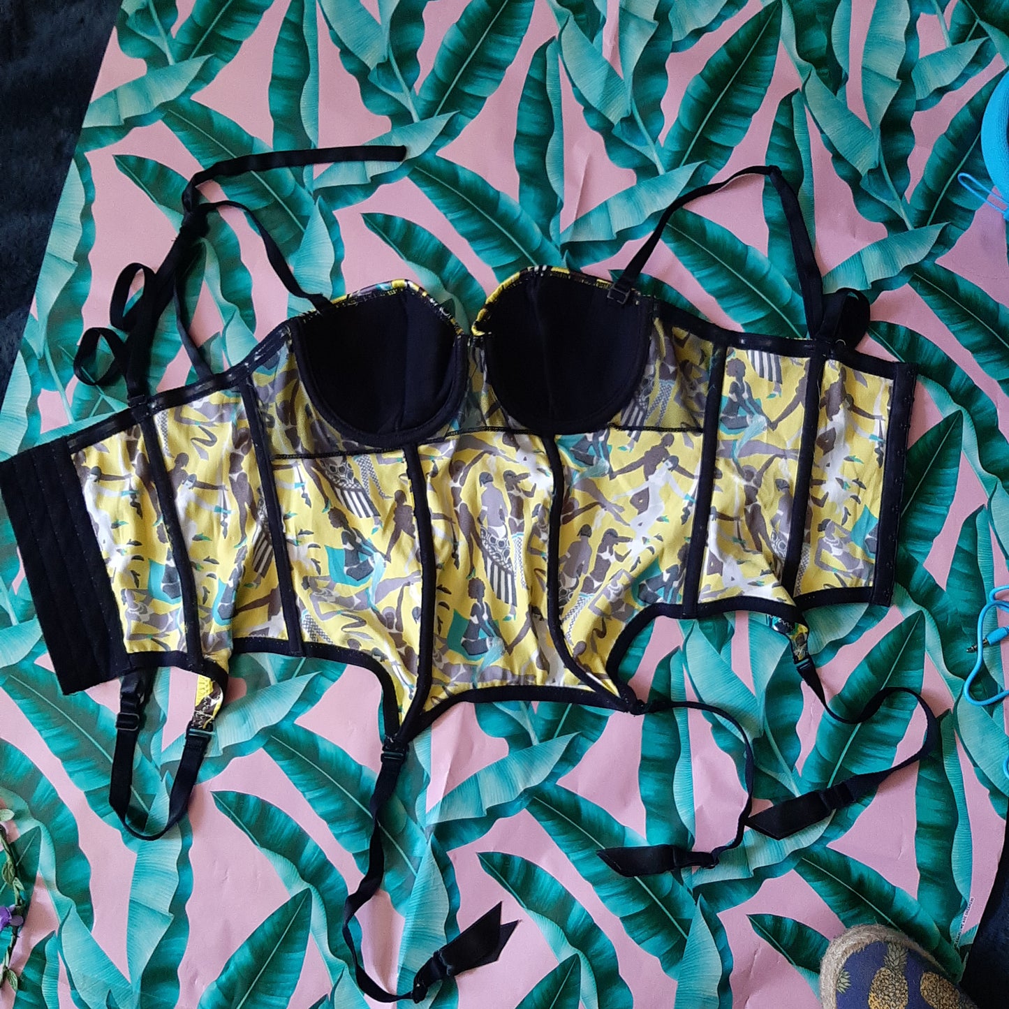 Funky yellow print corset