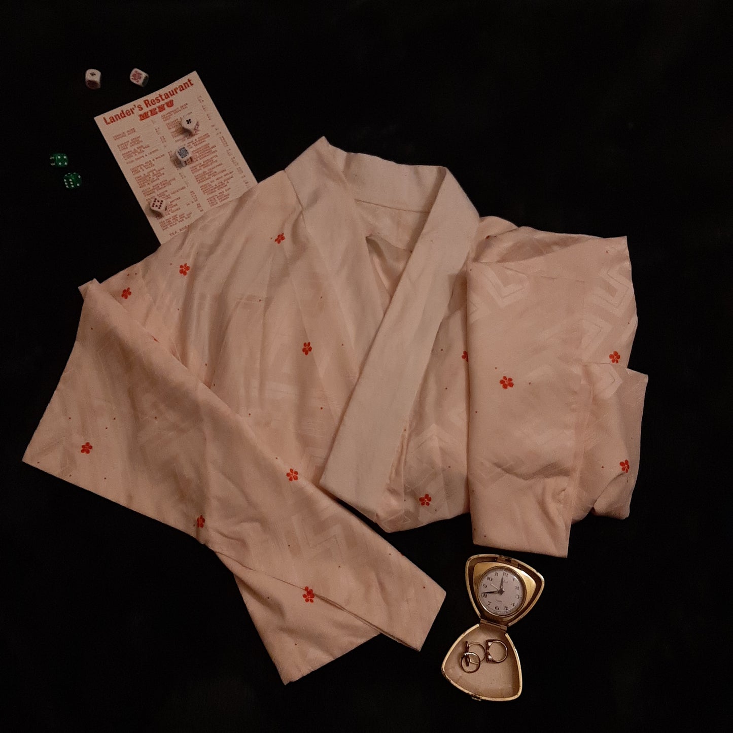 Silky pink robe with rosy florals