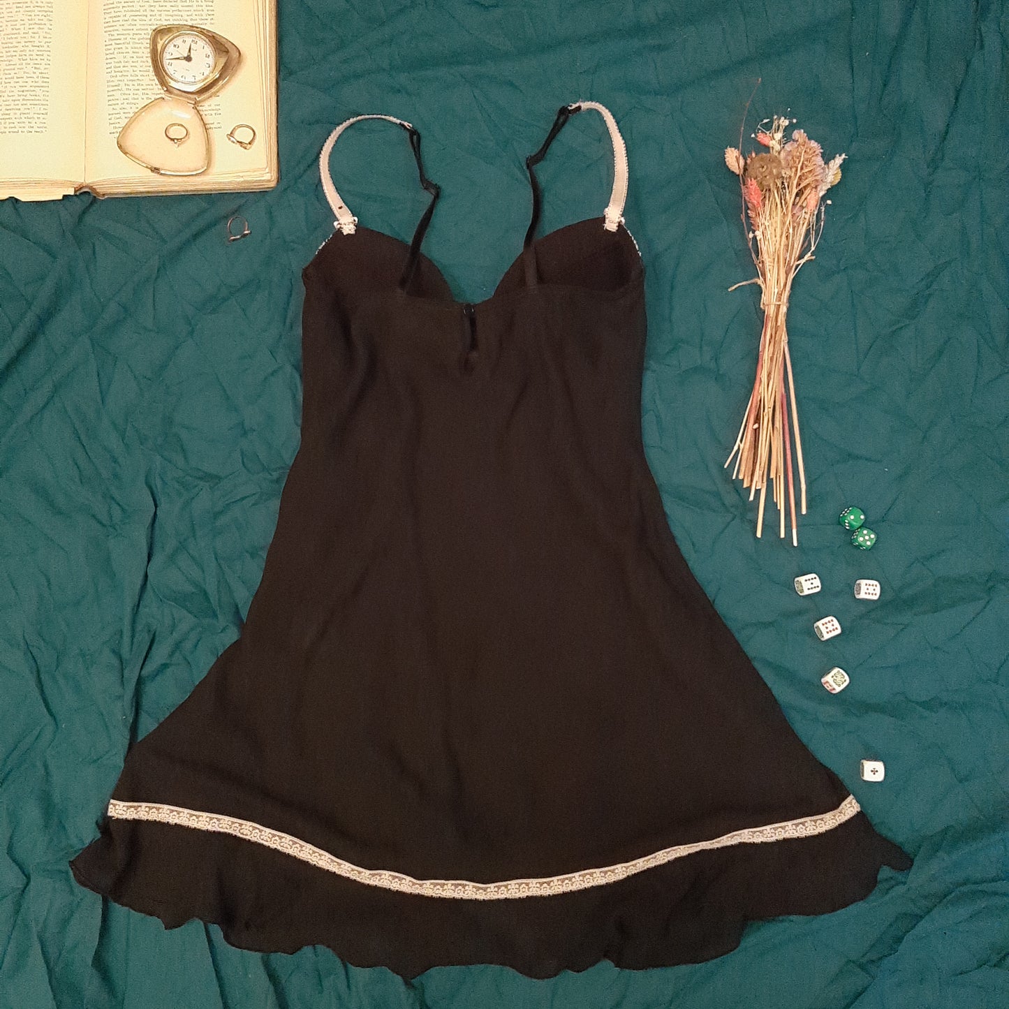 Black slip with white floral detail