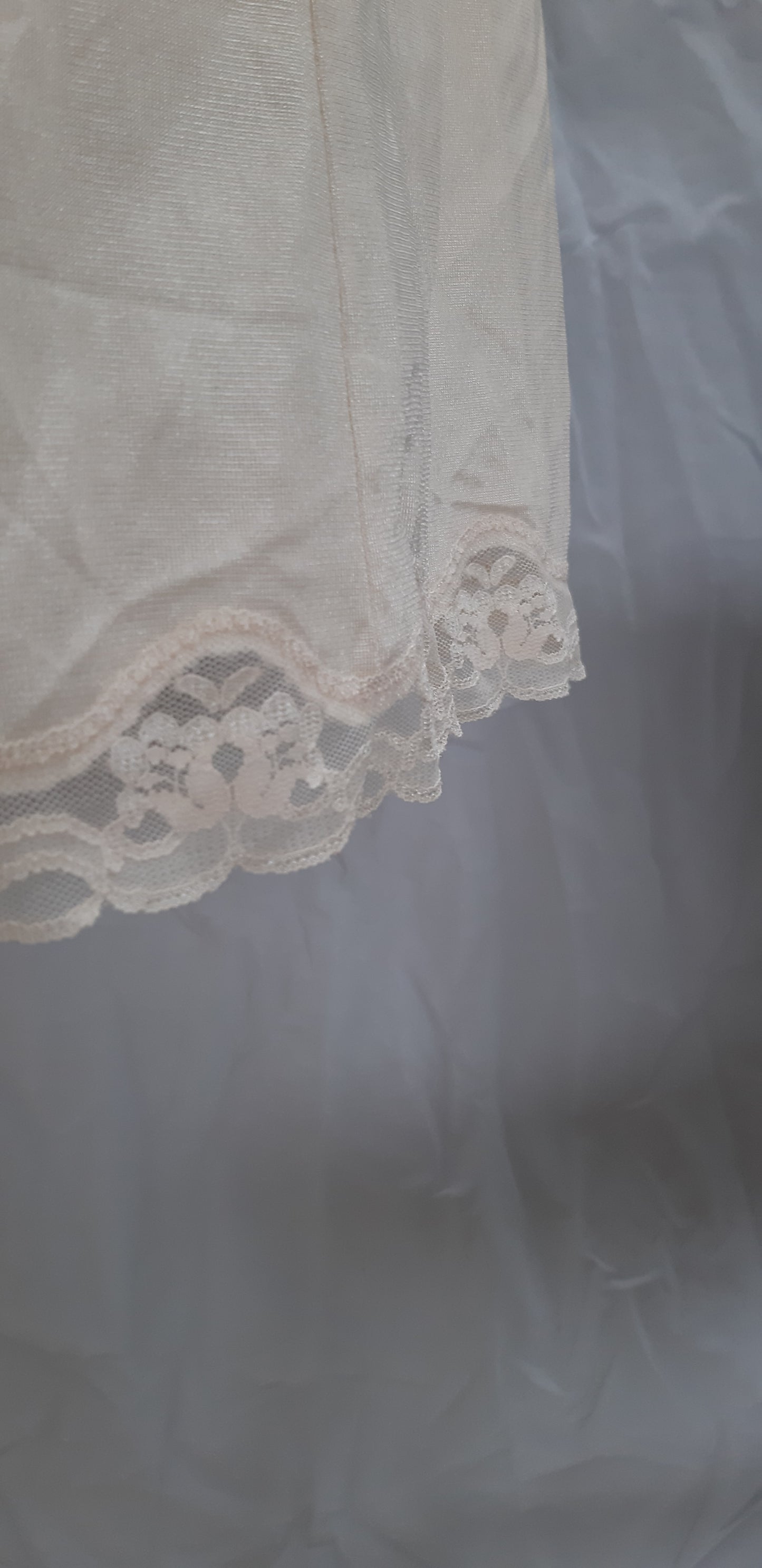 Champagne slip with lace panelling and loop trim