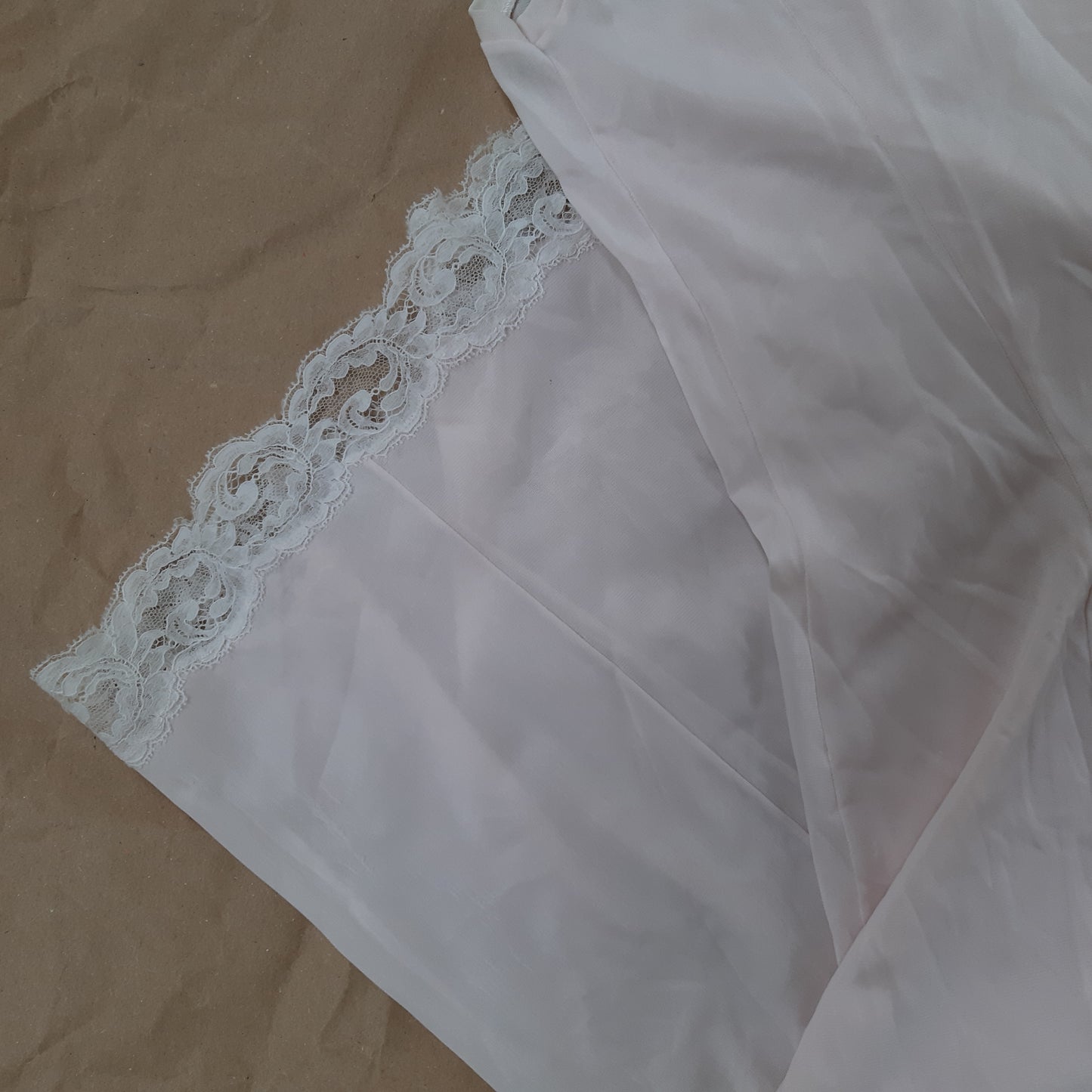 Blush pink slip with cream lace