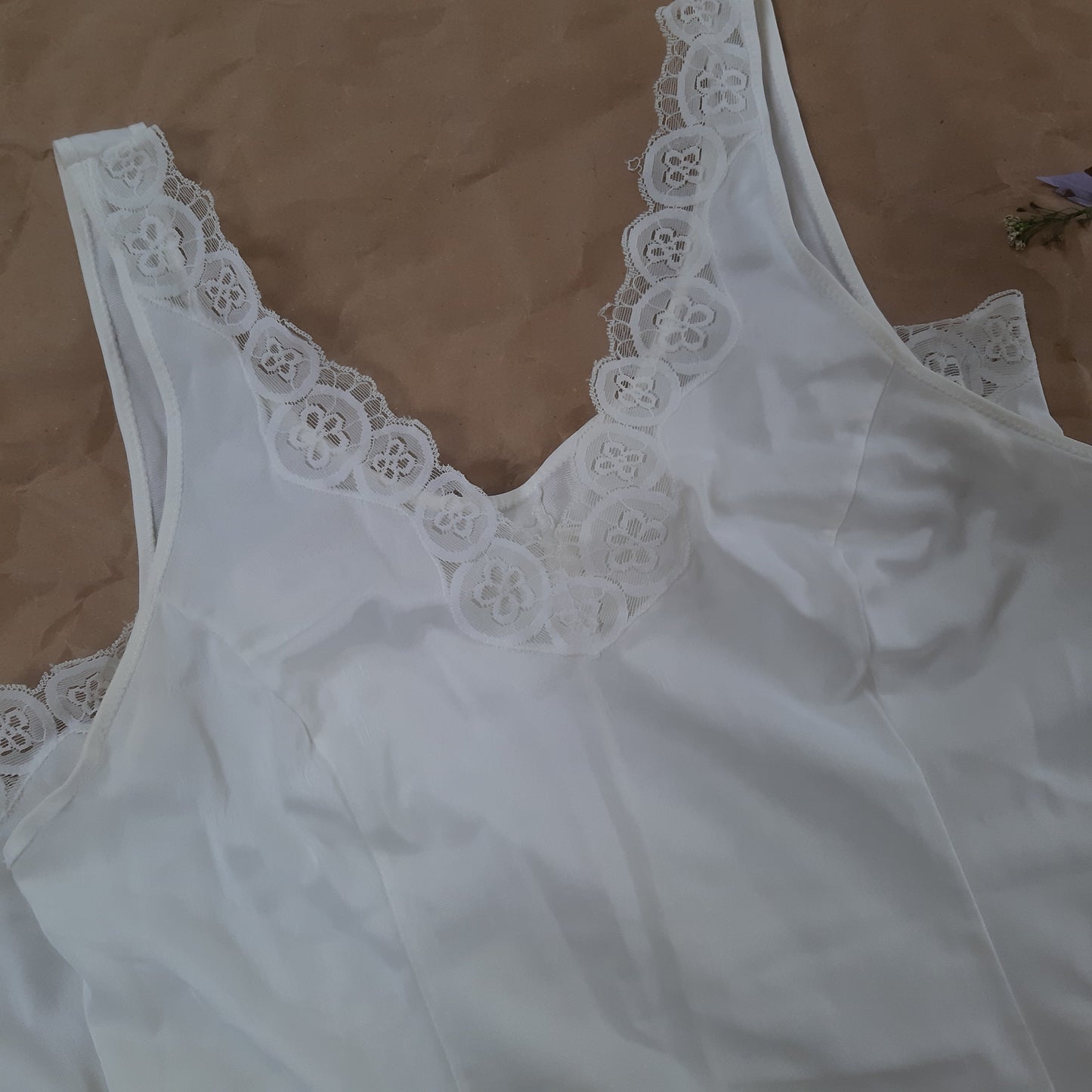 White slip with sunflower trim