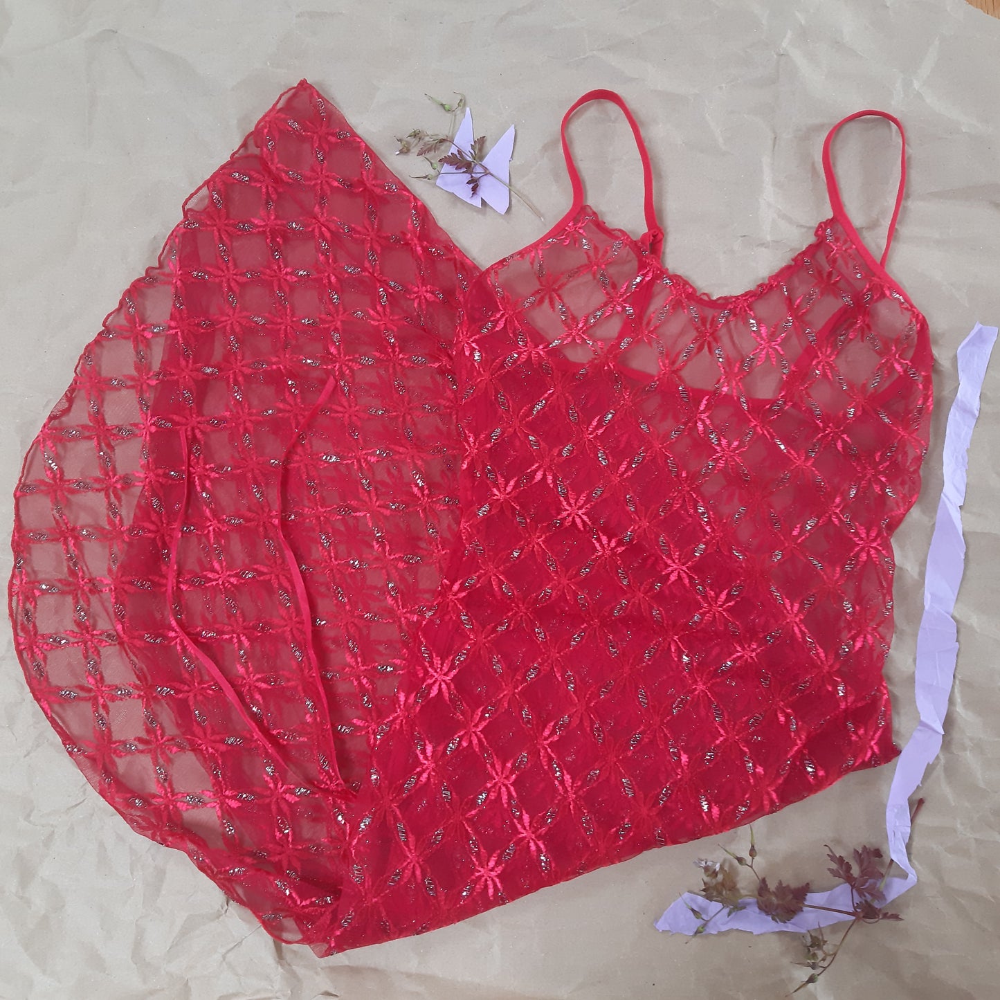 Red and gold sheer slip