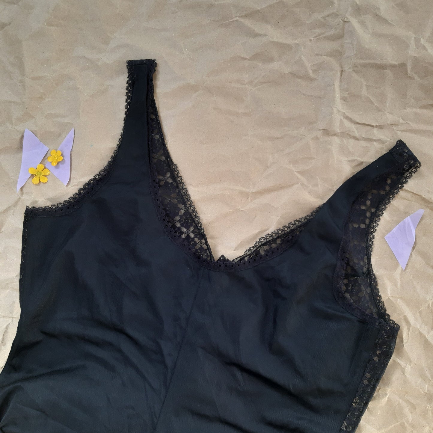 Black lace bust slip