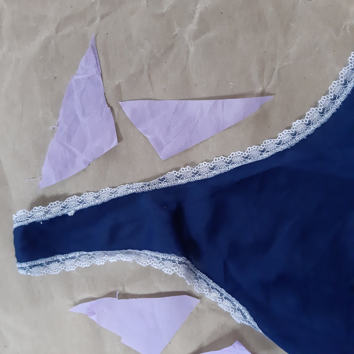 Midnight blue slip with white mesh front