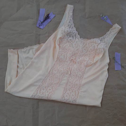 Peach slip with double lace panels