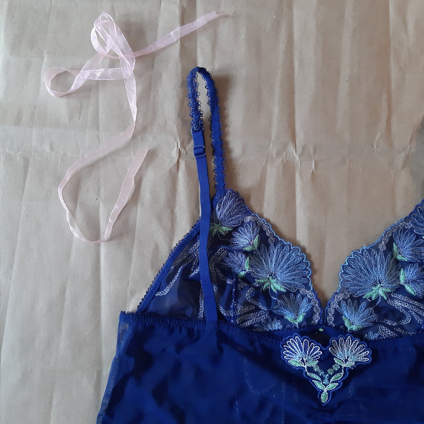 Royal blue camisole with floral detail