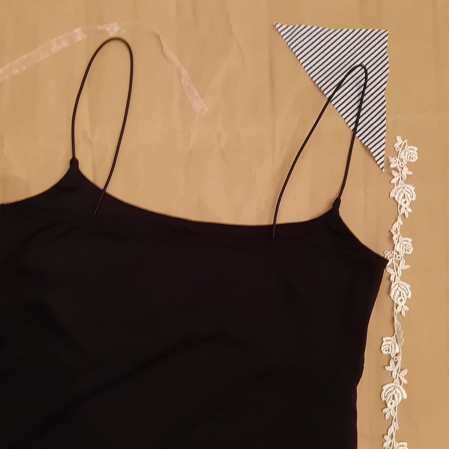 Plain black spaghetti strap slip