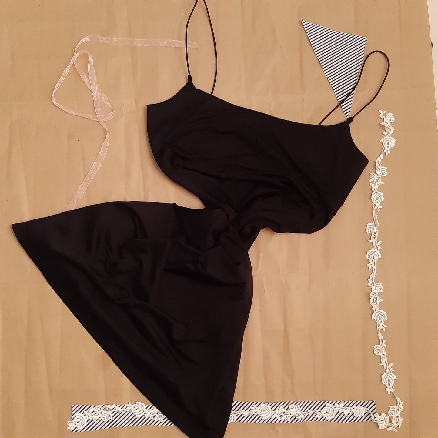 Plain black spaghetti strap slip