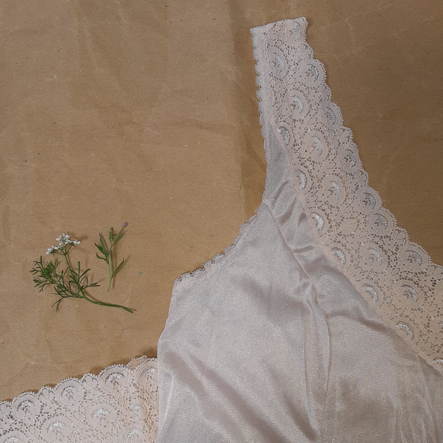 Blush slip with floral trim