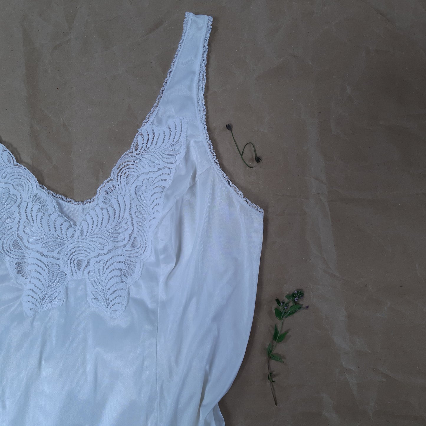 White slip with fern pattern trim