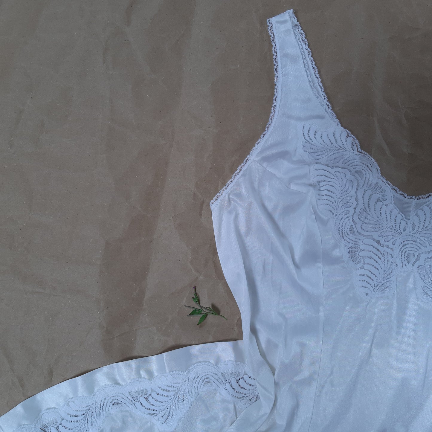 White slip with fern pattern trim