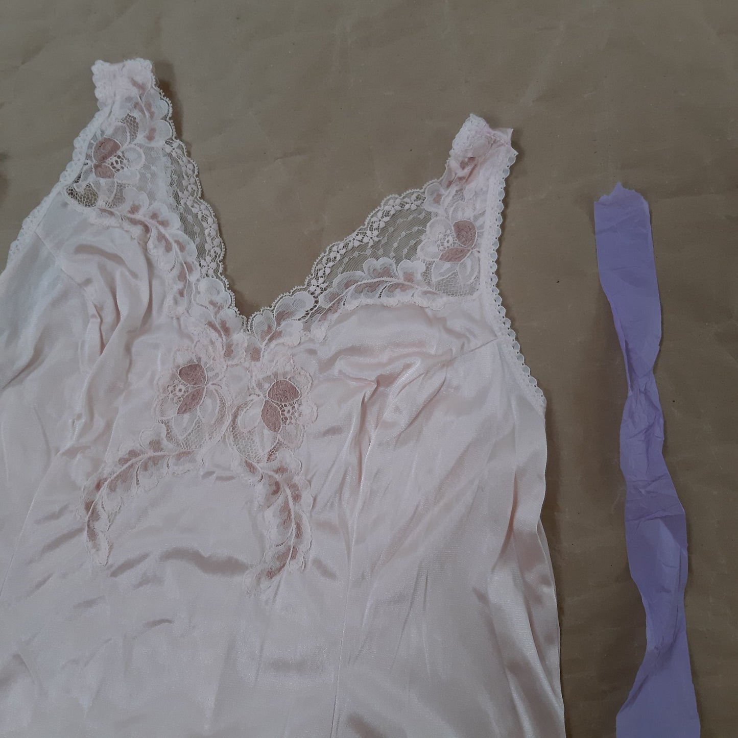 French pink slip with rose trim