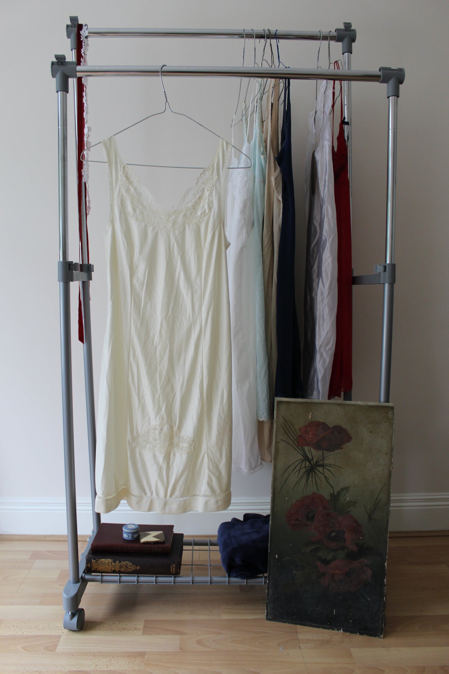 Light ivory slip with floral lace panel