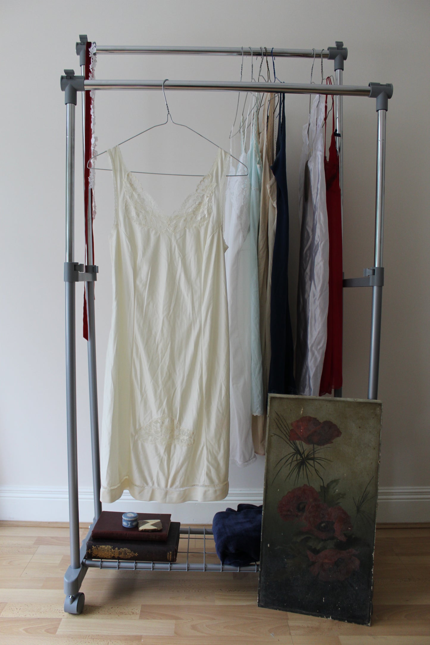 Light ivory slip with floral lace panel