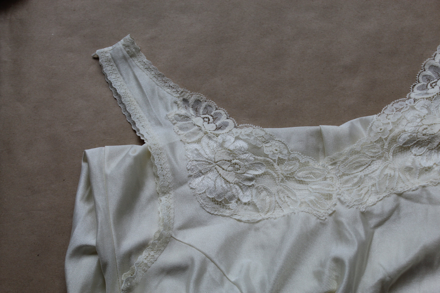 Light ivory slip with floral lace panel