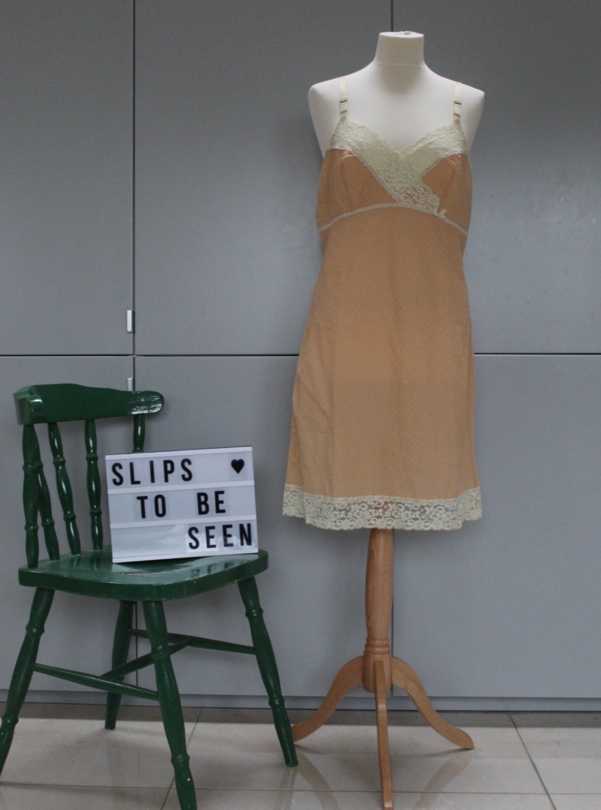 Cream and coral slip