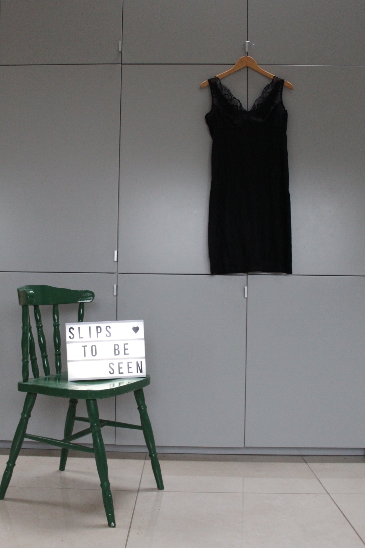 Sheer lace black slip