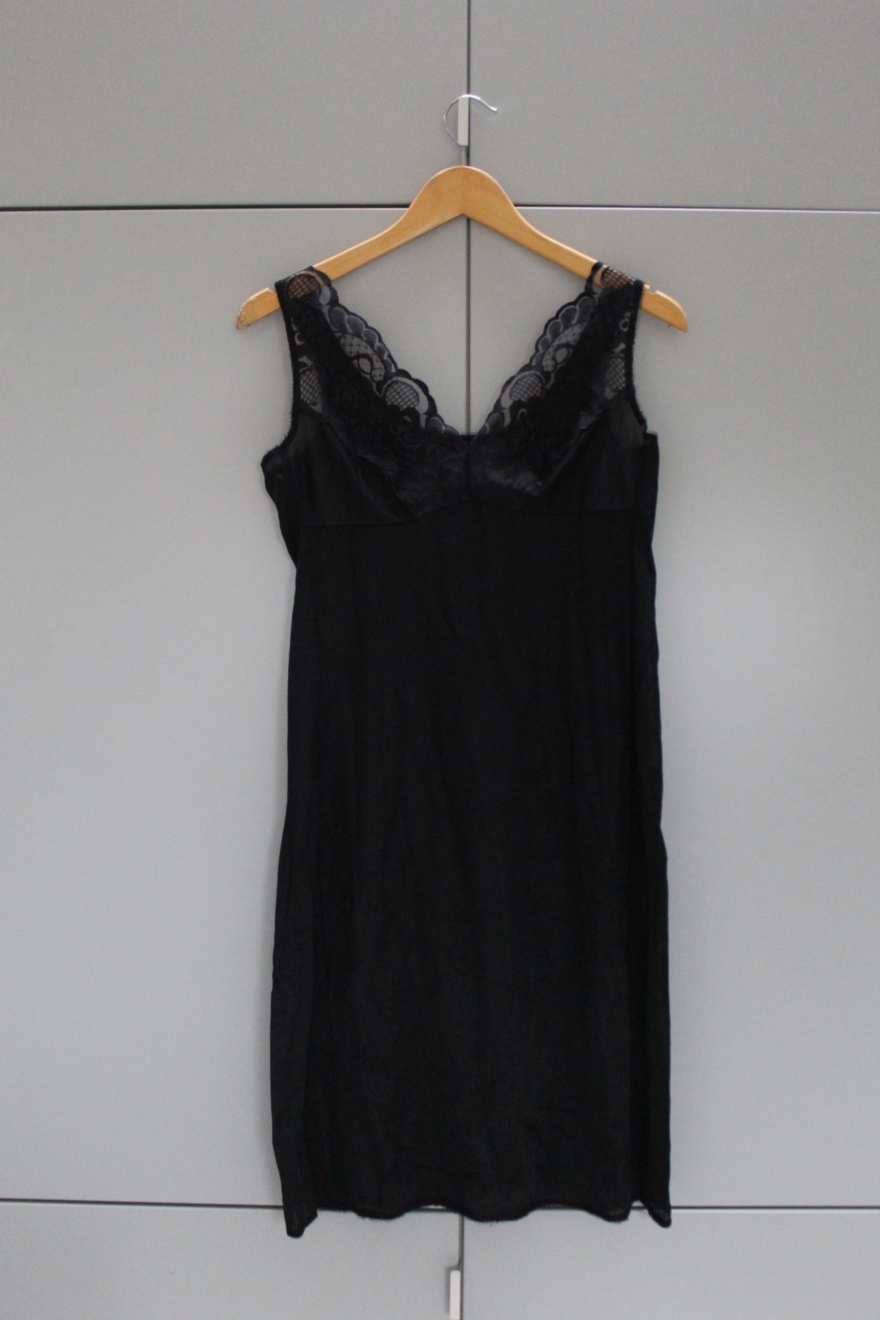 Sheer lace black slip