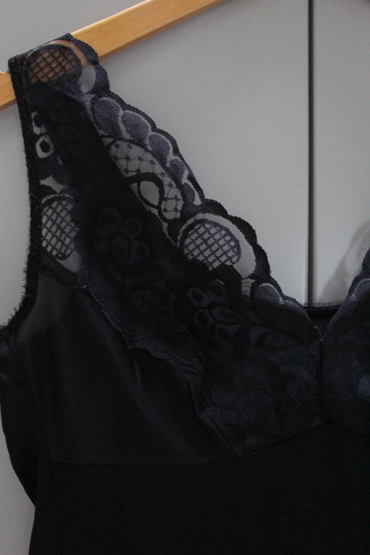 Sheer lace black slip