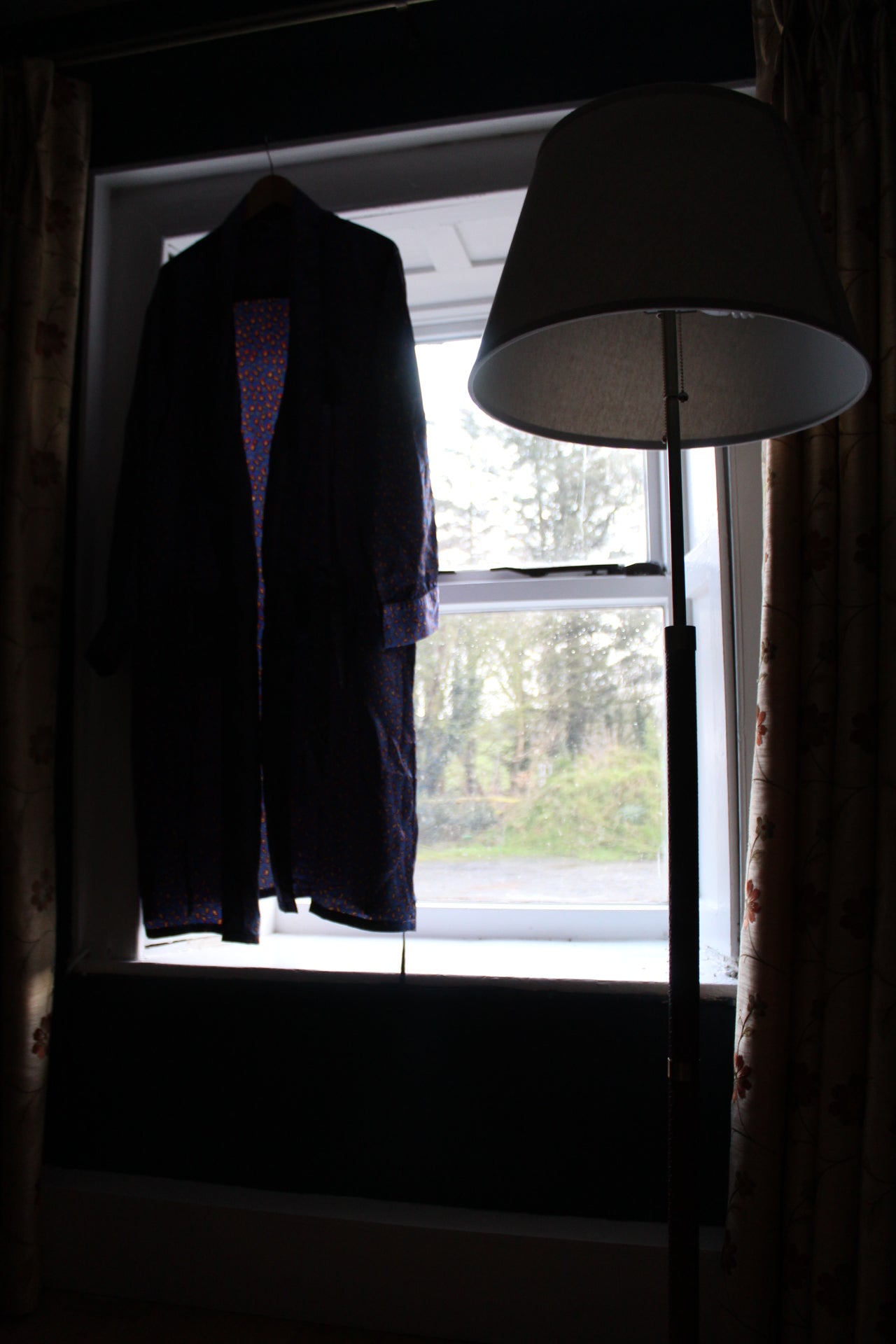 Blue robe with yellow and red paisley