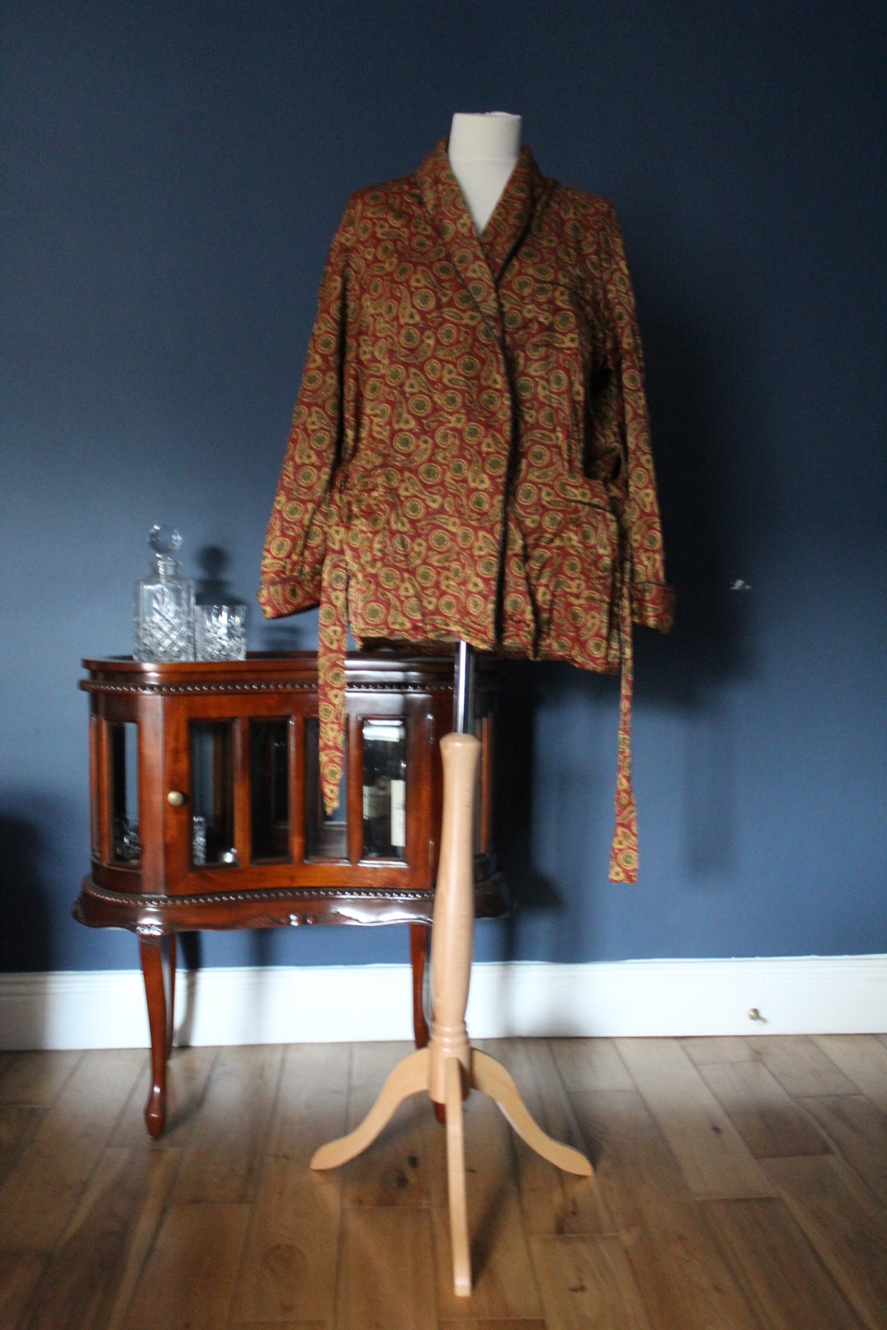 Maroon, gold and green house jacket