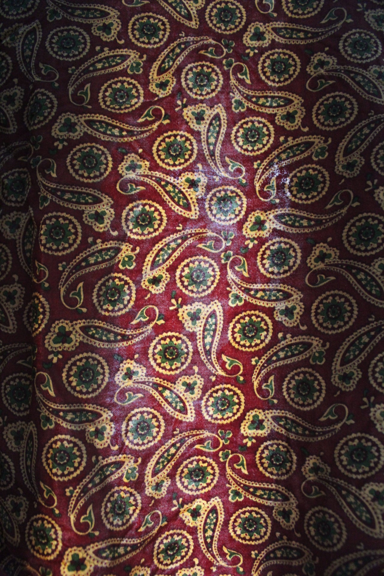 Maroon, gold and green house jacket