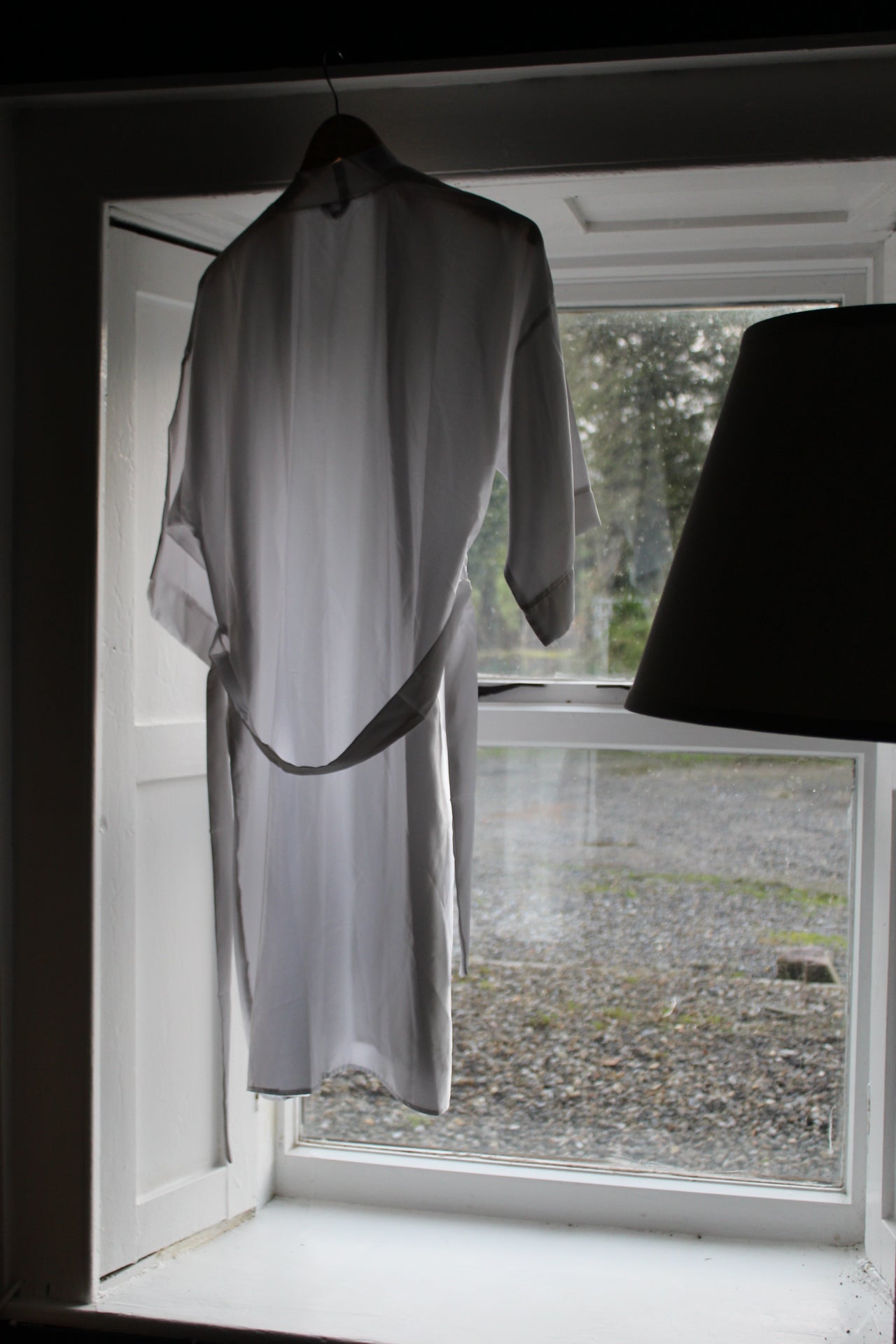 Bright white silky robe