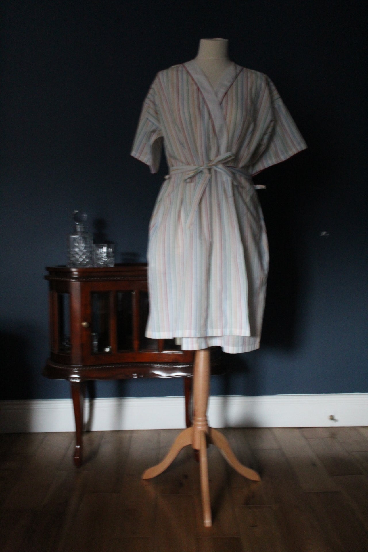 Candy striped white robe