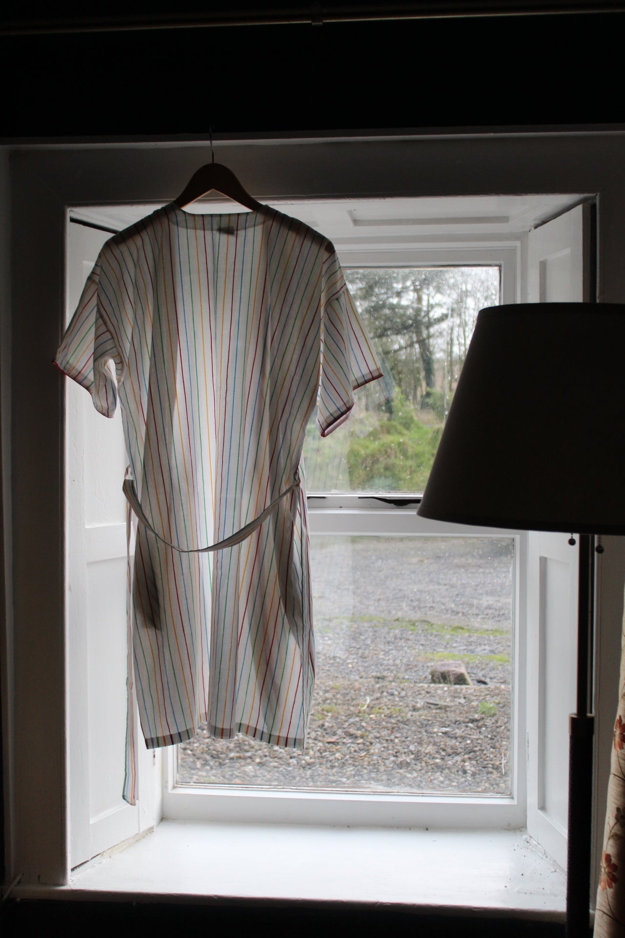 Candy striped white robe