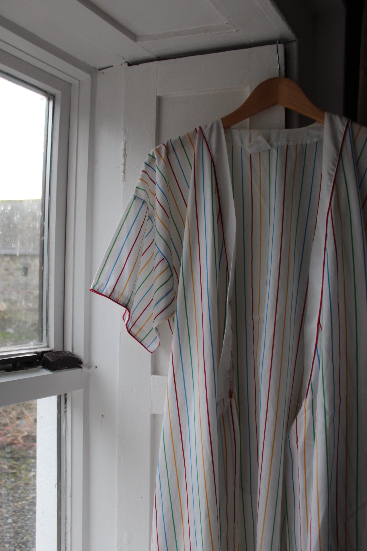 Candy striped white robe