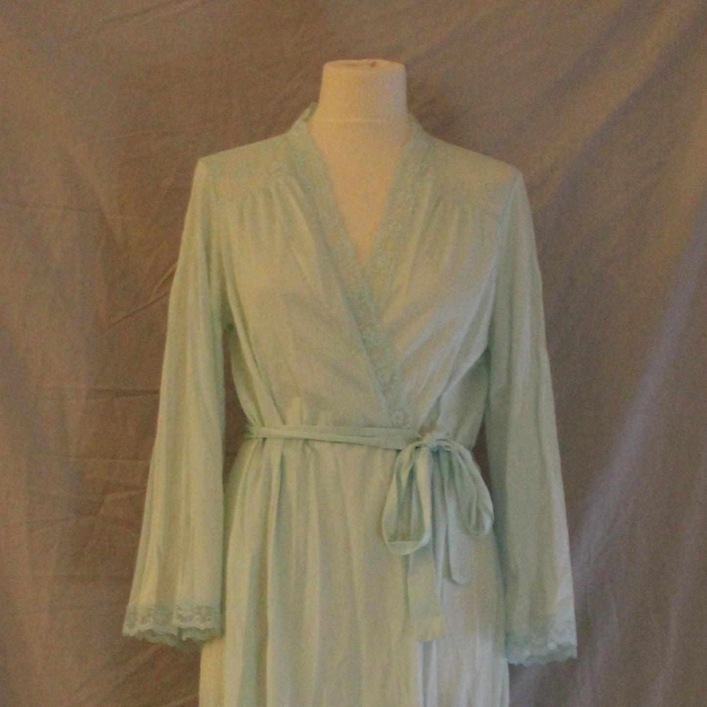 Mint robe with lace panel back
