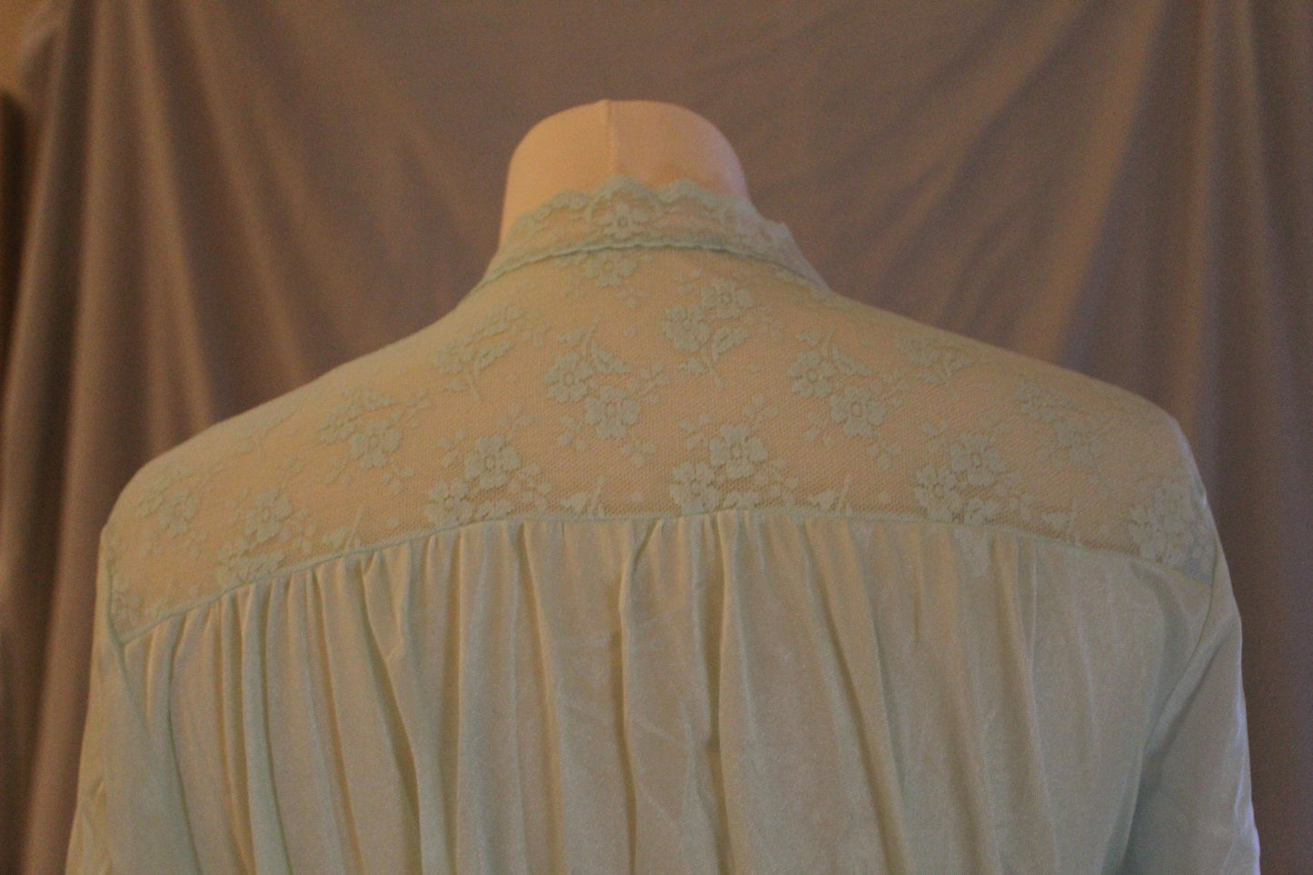 Mint robe with lace panel back