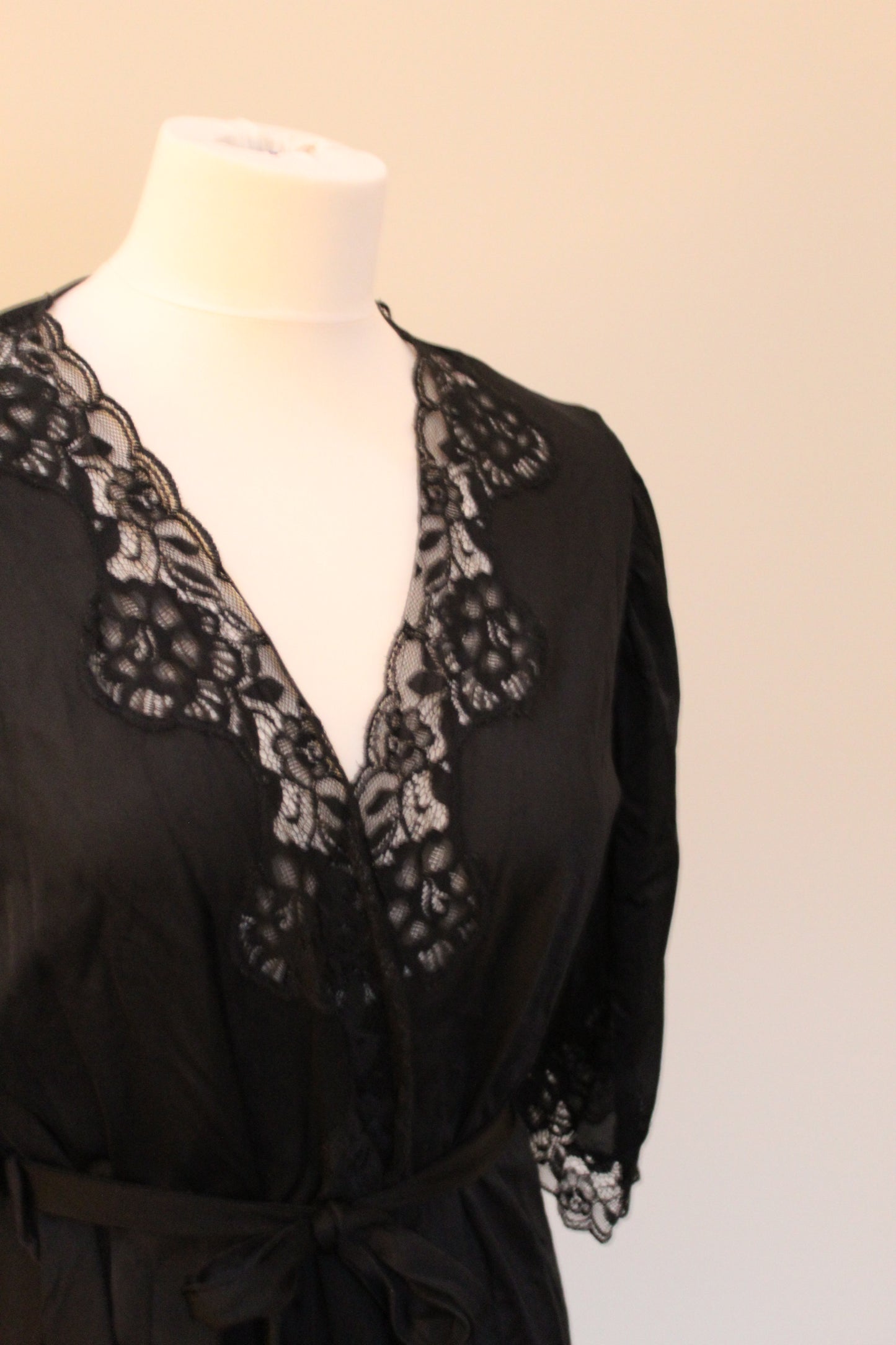 Lacey black morning robe