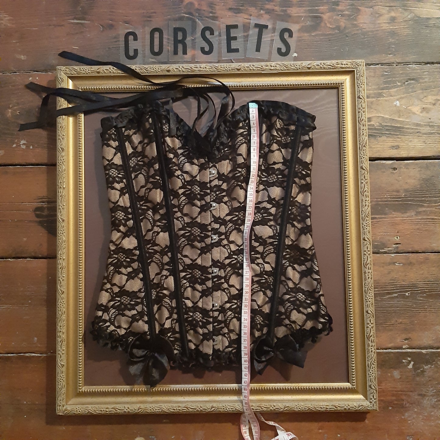 Ivory corset with black lace