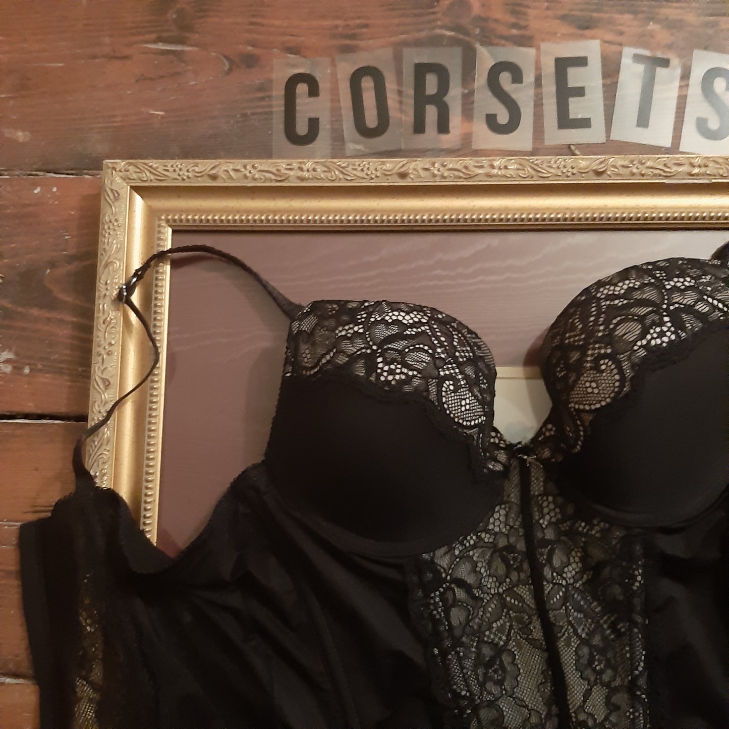 Black corset with garter belts