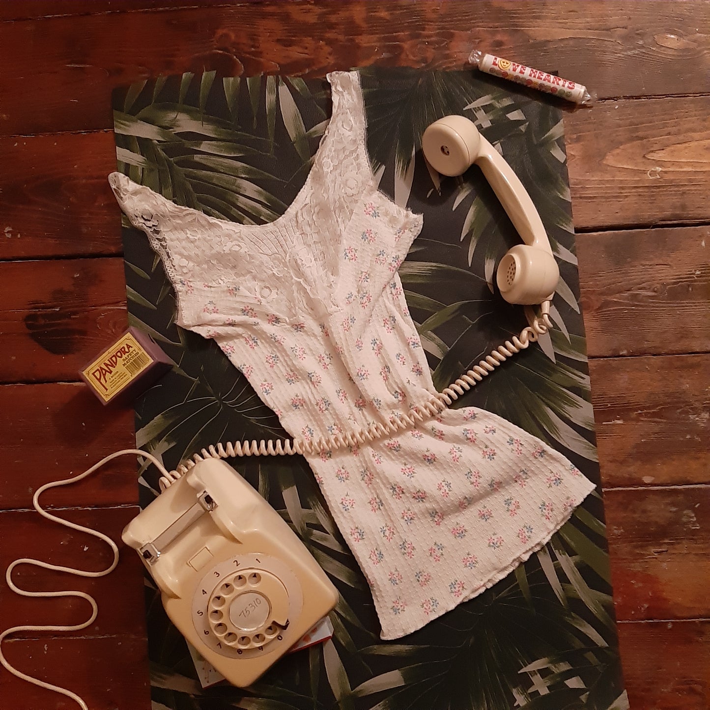 Lace and floral print camisole