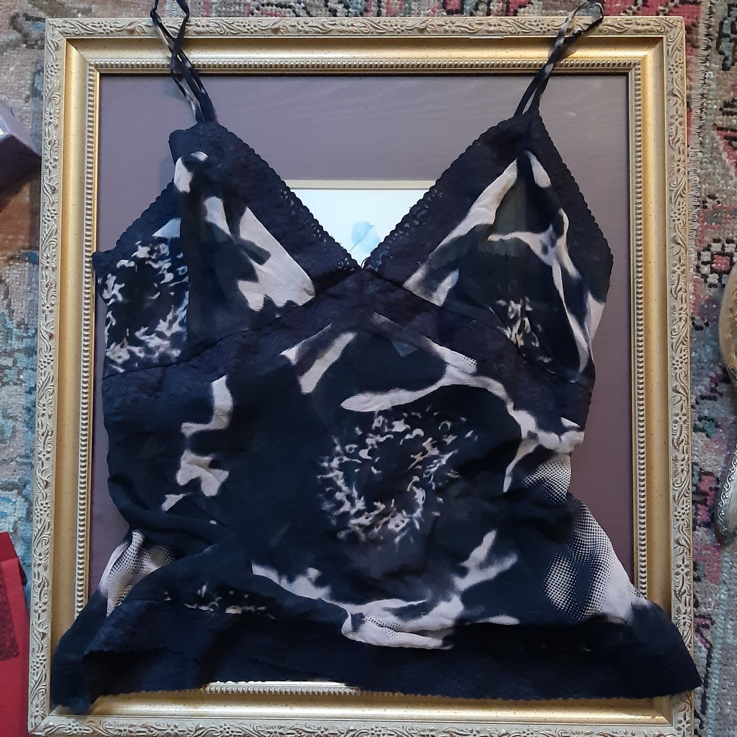 Black and pink diesel pattern cami